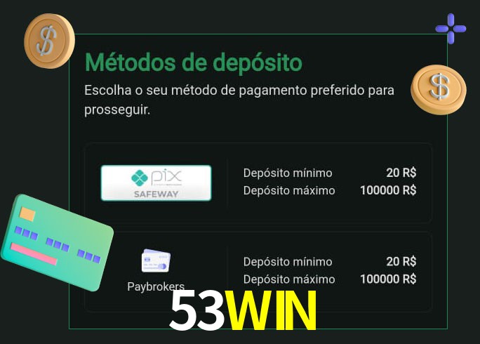 O cassino 53WINbet oferece uma grande variedade de métodos de pagamento